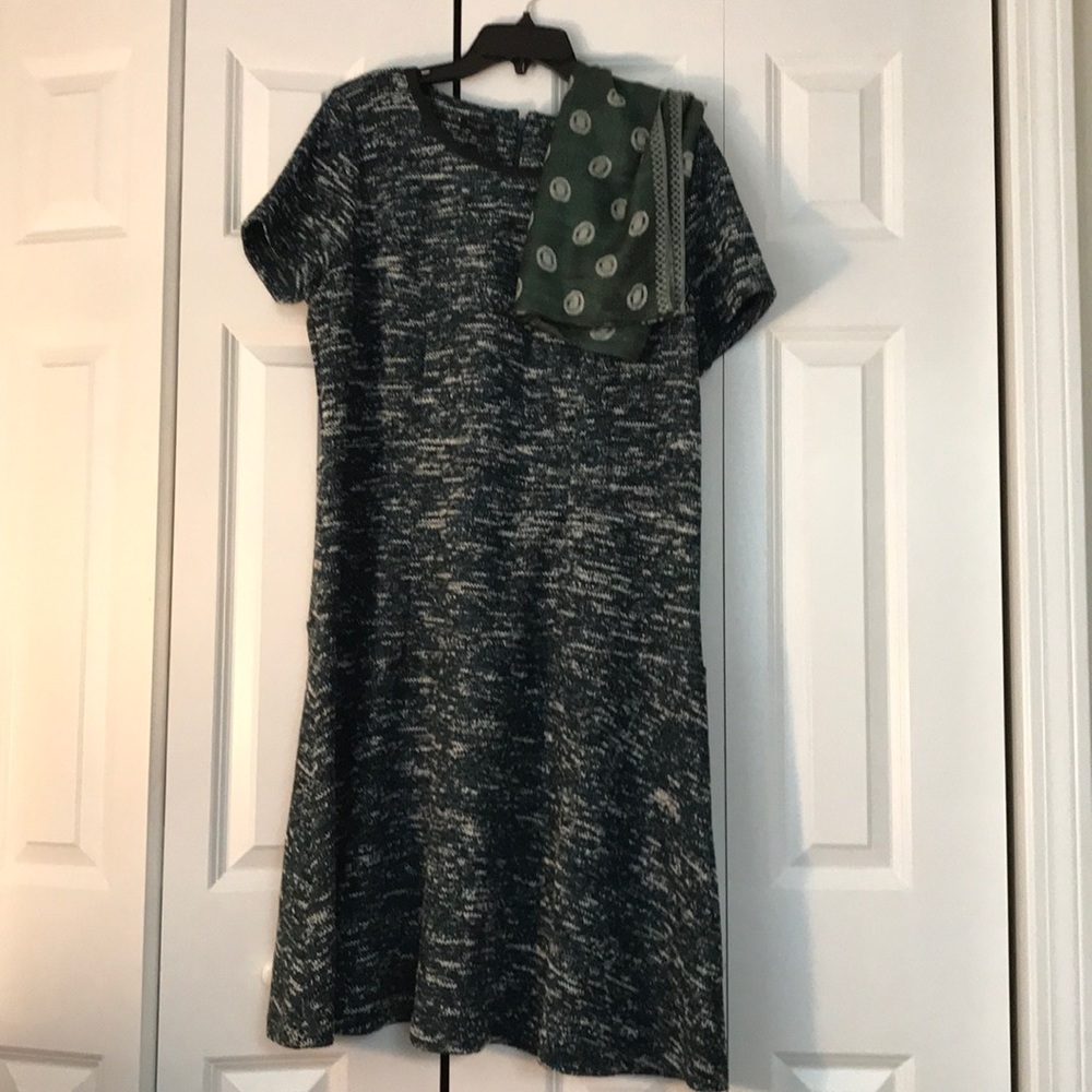 Talbots size 16 W turquoise black and white dress